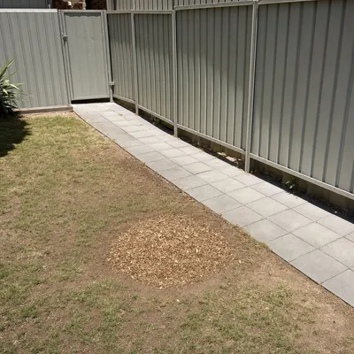 After: Stump grind through a narrow Lavington side gate, Albury-Wodonga