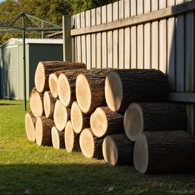 Logs cut and stacked for firewood, Albury-Wodonga